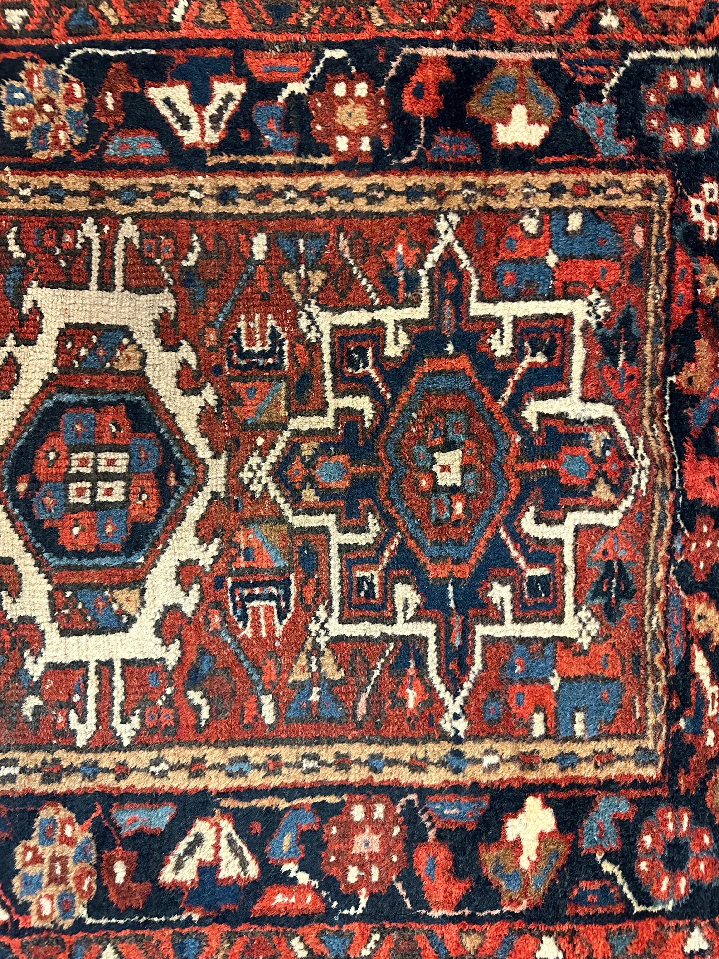 Vintage Persian Karaja Heriz Runner 24”x33”