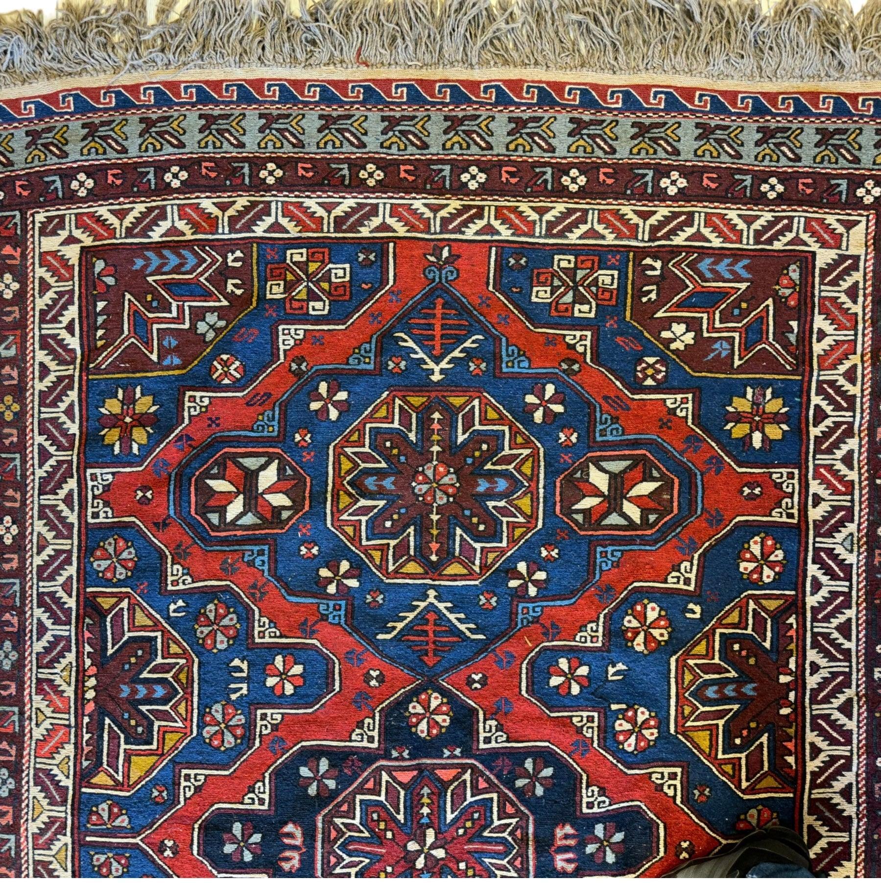 Vintage Tribal Lezgi Daghestan Soumak Rug 8' x 6' ft