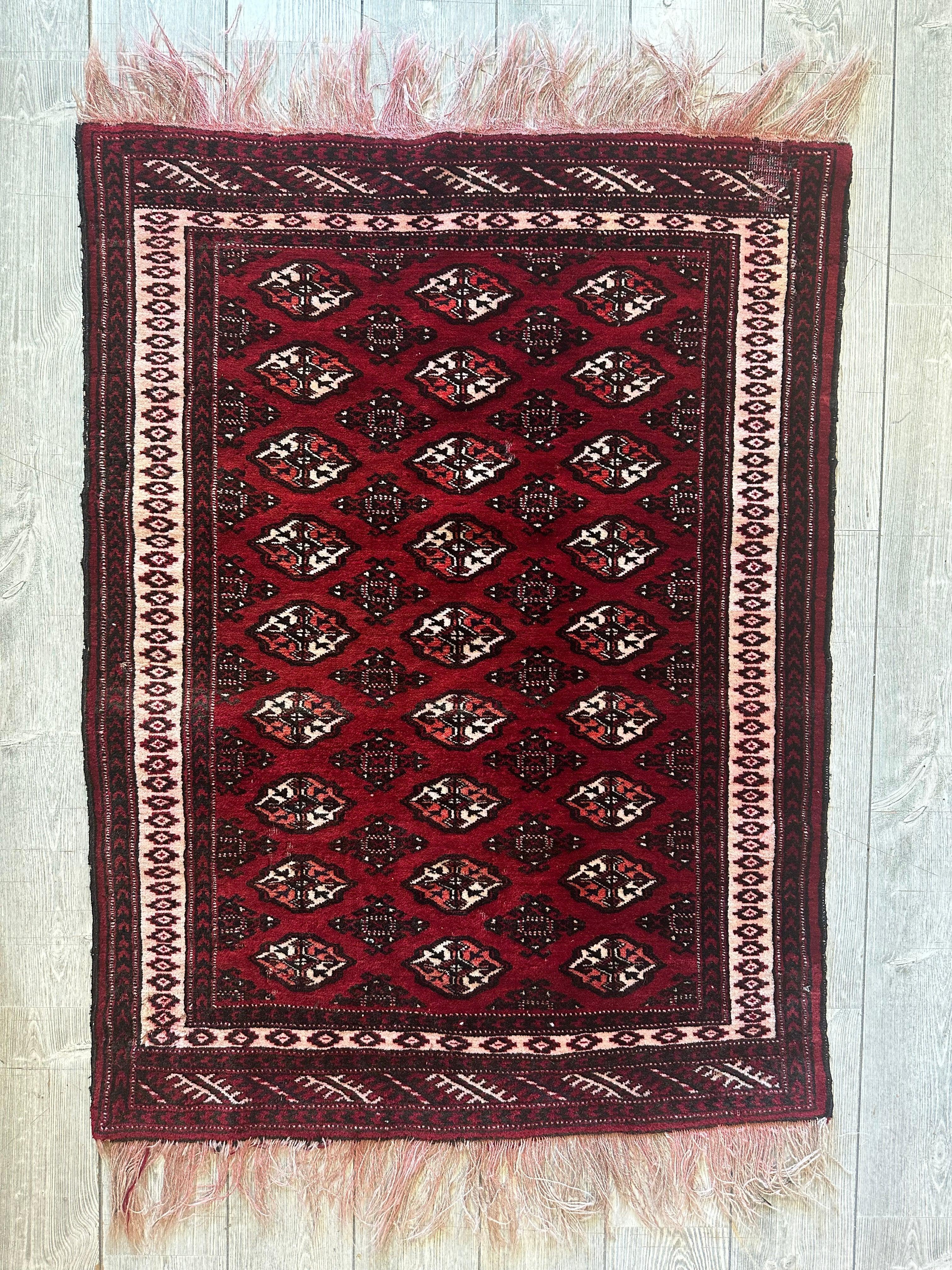 Vintage Tribal Turkoman Rug 3’3” x 4’5”