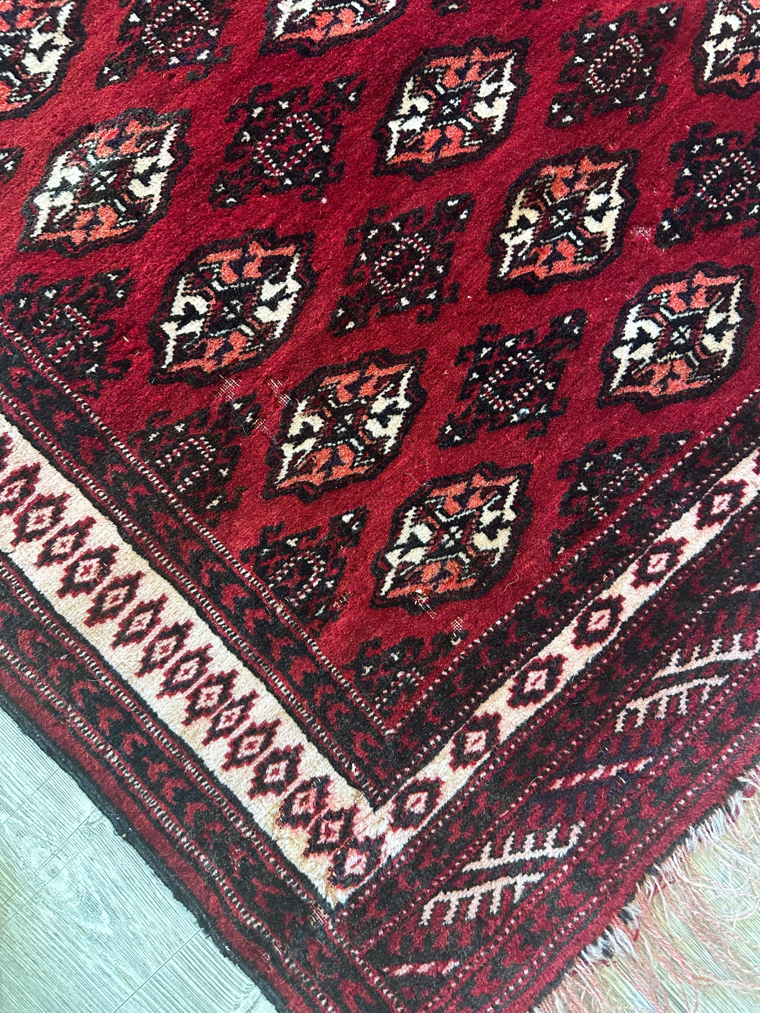 Vintage Tribal Turkoman Rug 3’3” x 4’5”