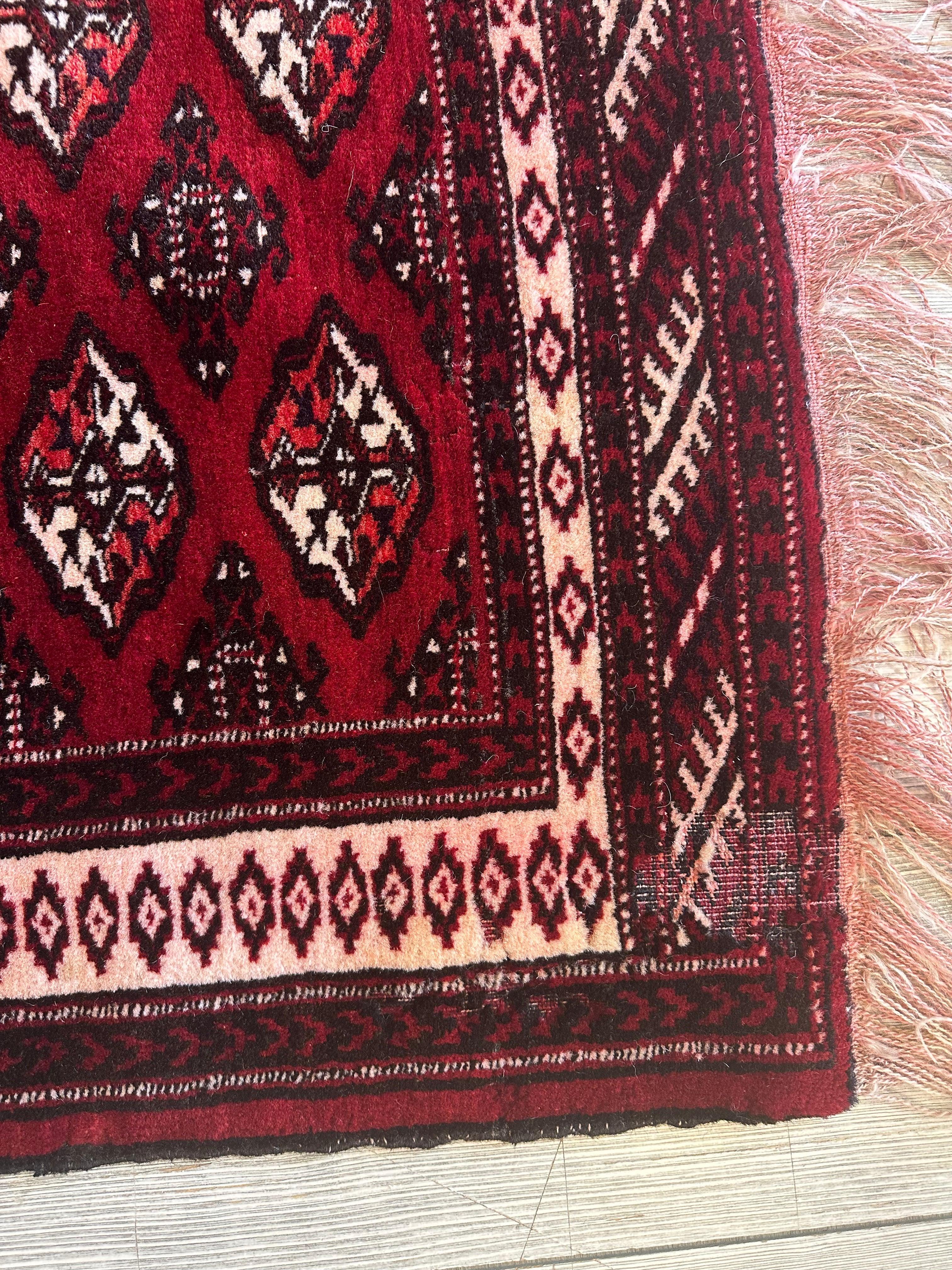 Vintage Tribal Turkoman Rug 3’3” x 4’5”