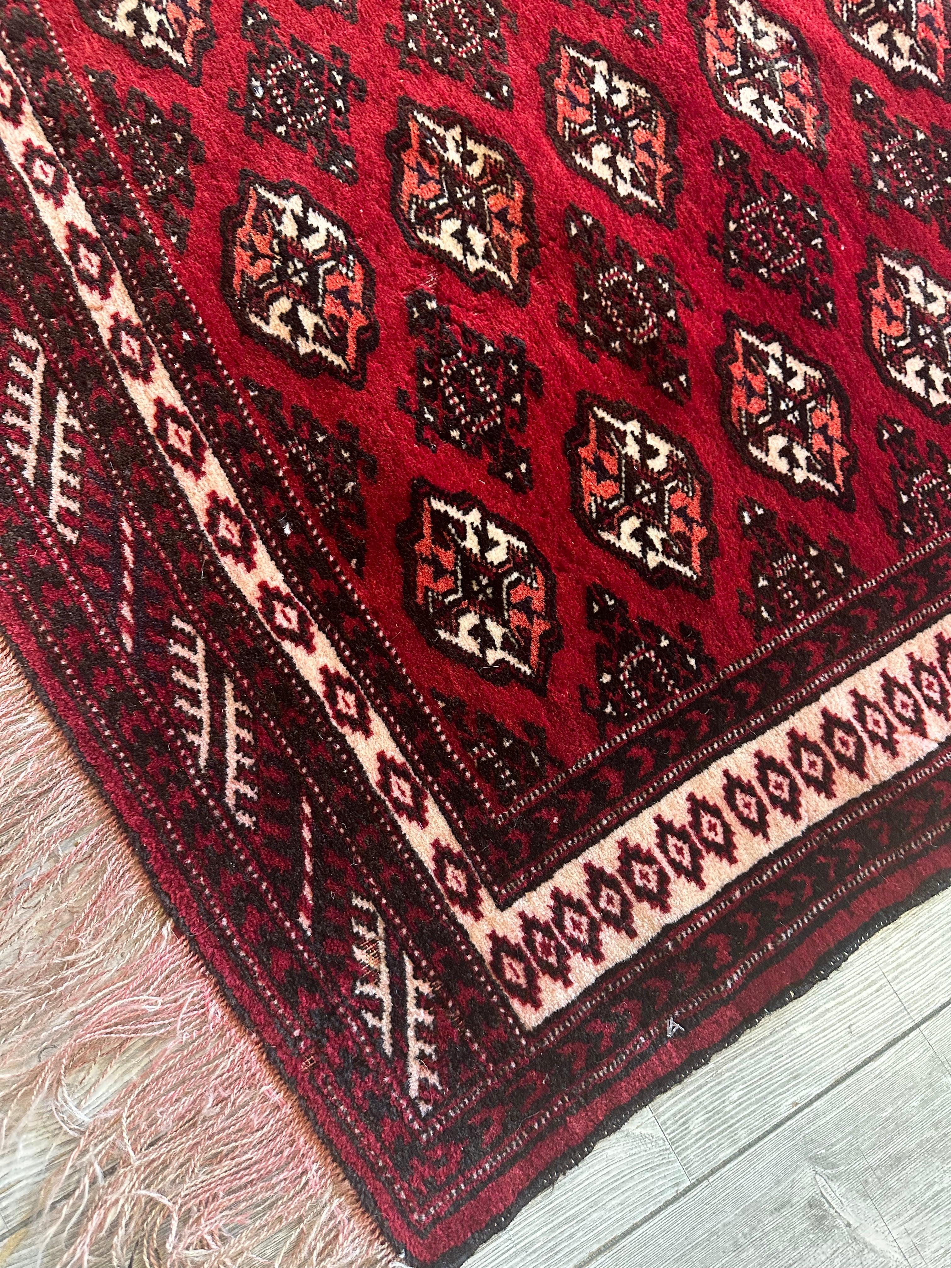 Vintage Tribal Turkoman Rug 3’3” x 4’5”