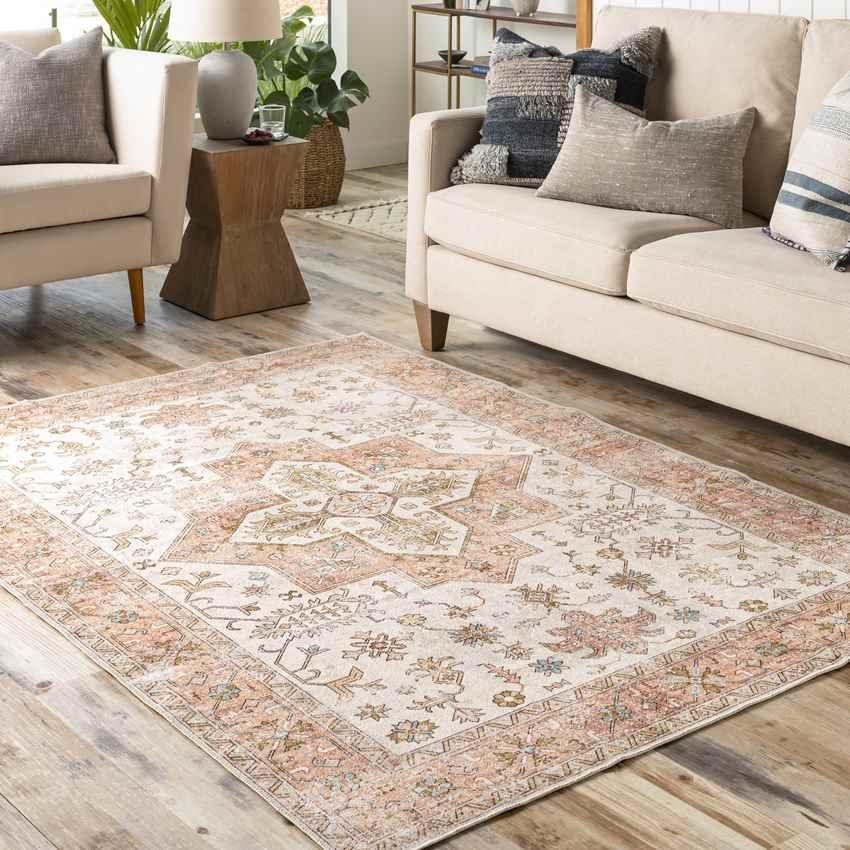 Walcott Traditional Burnt Orange Washable Area Rug