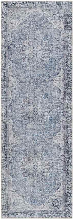 Waterville Traditional Blue Washable Area Rug