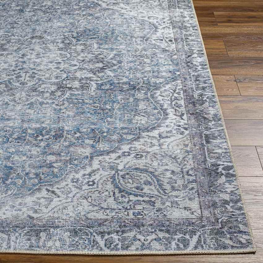 Waterville Traditional Blue Washable Area Rug