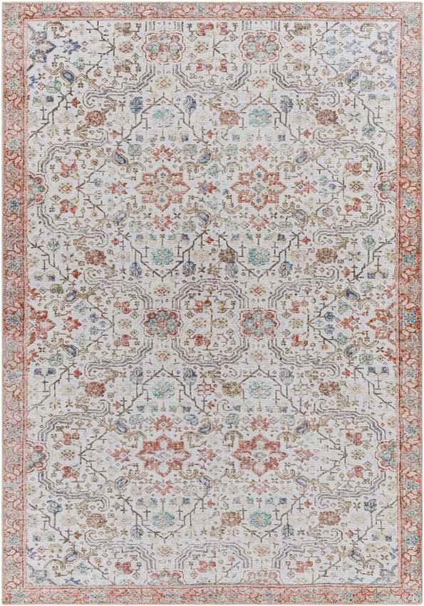 Waubonsie Traditional Rust Washable Area Rug