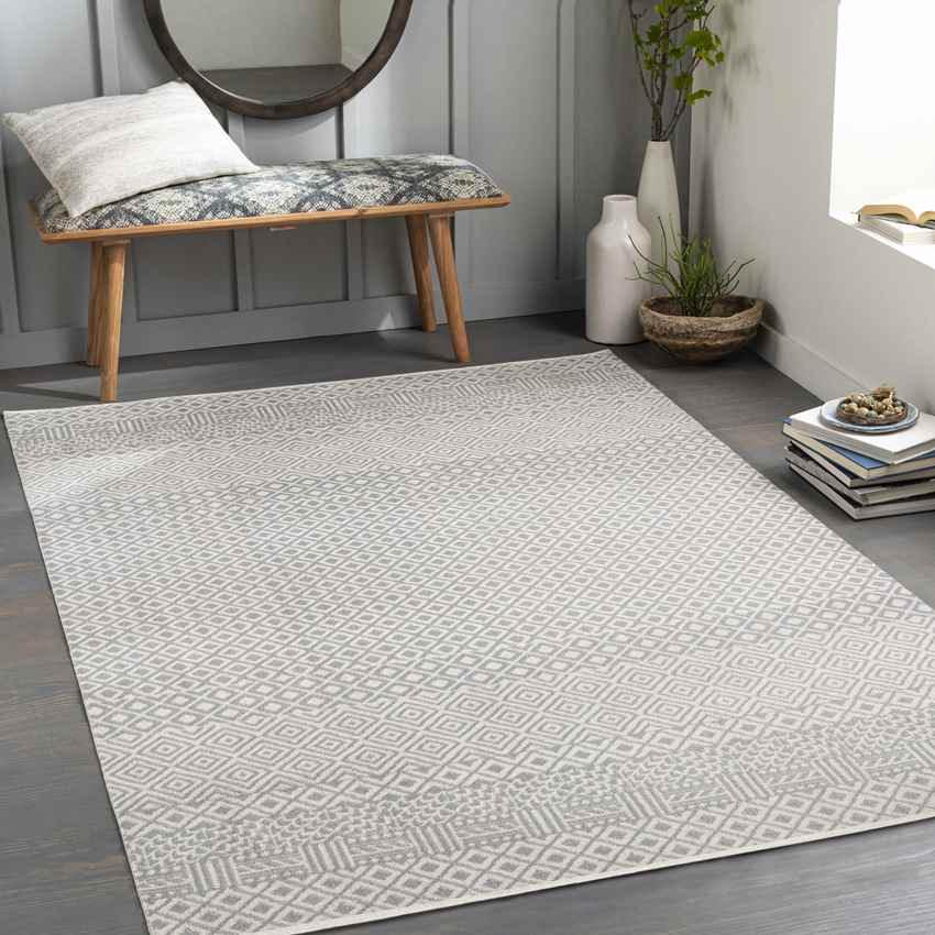 Waynetown Global Gray Washable Area Rug