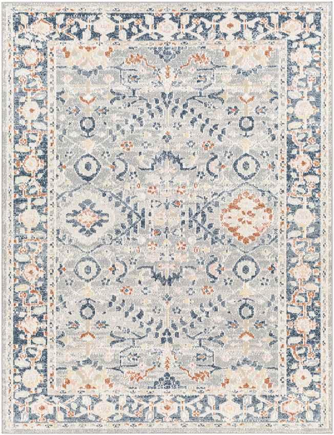 Webber Traditional Pale Blue Washable Area Rug