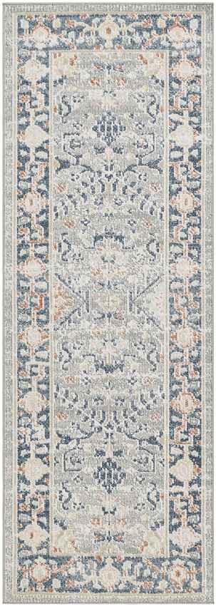 Webber Traditional Pale Blue Washable Area Rug