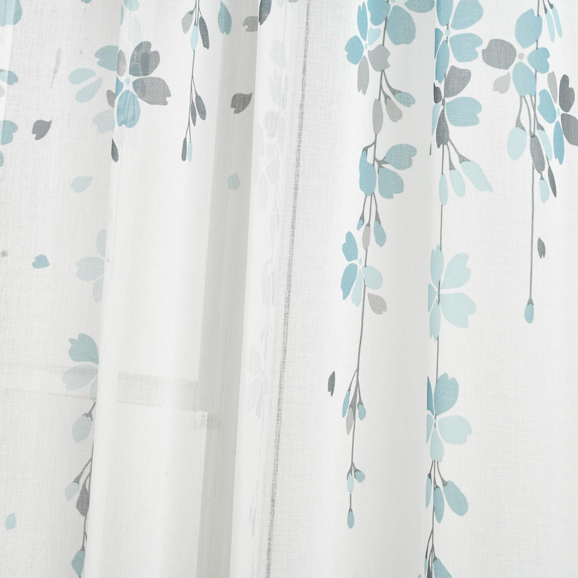 Weeping Flower Sheer Window Curtain Panel Set