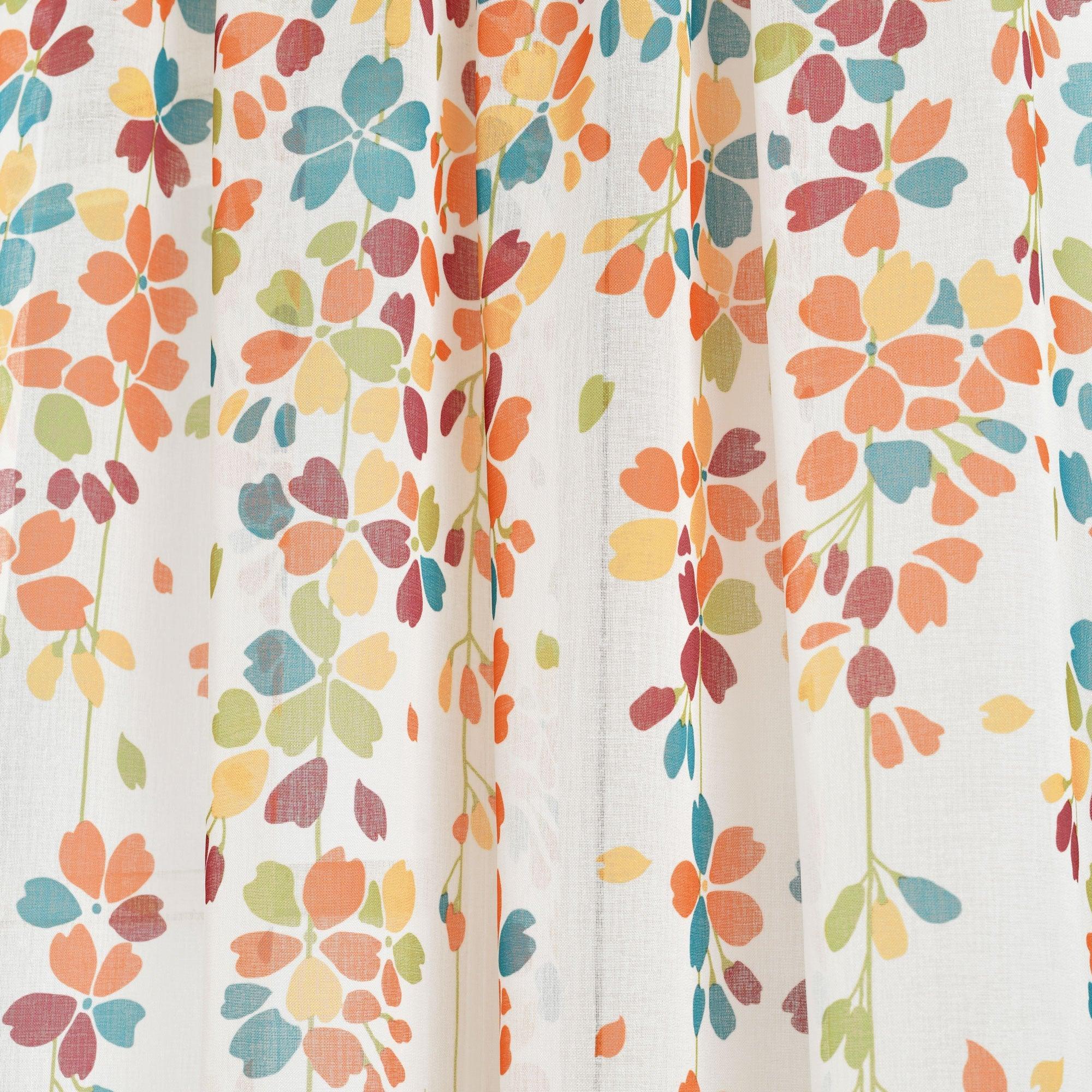 Weeping Flower Sheer Window Curtain Panel Set