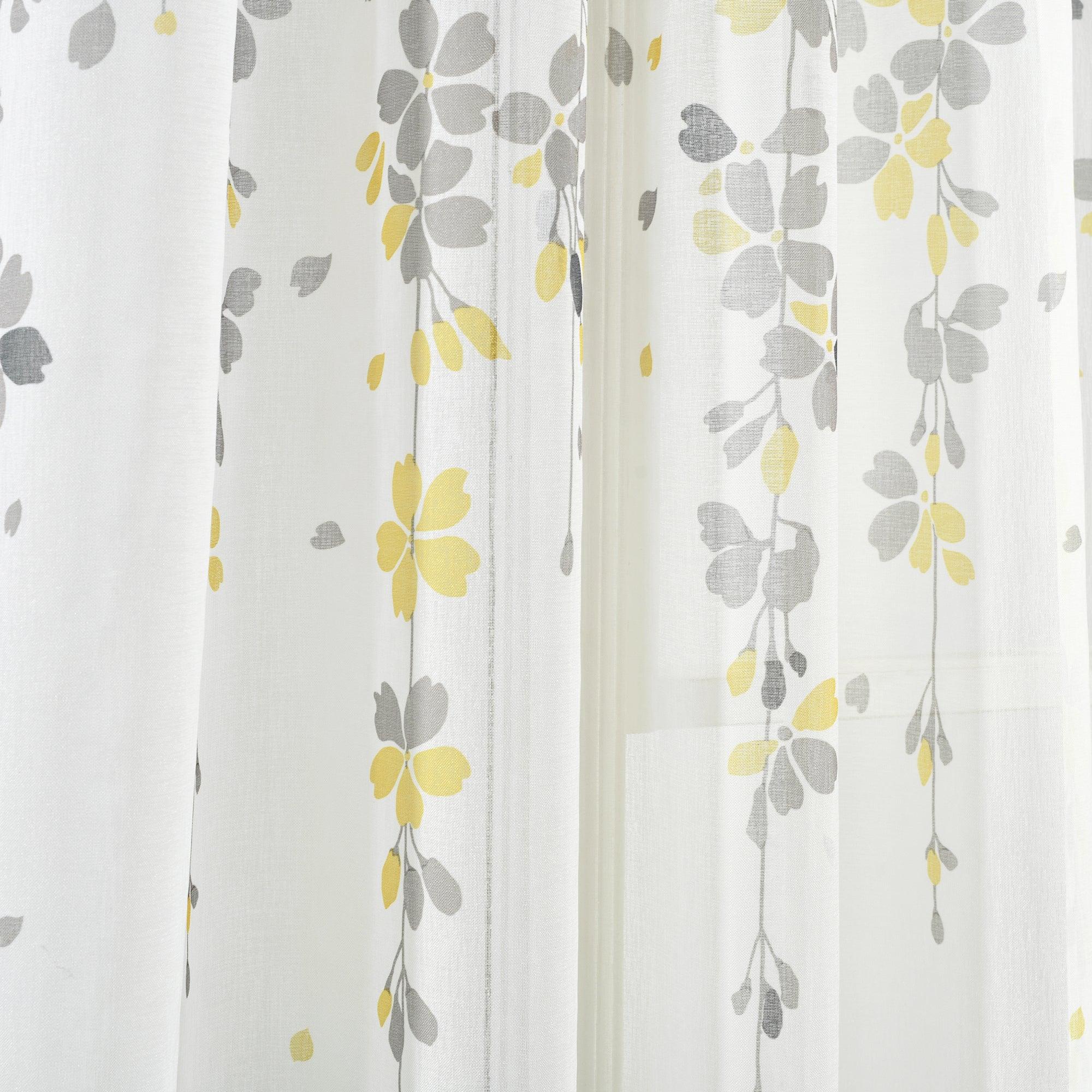 Weeping Flower Sheer Window Curtain Panel Set