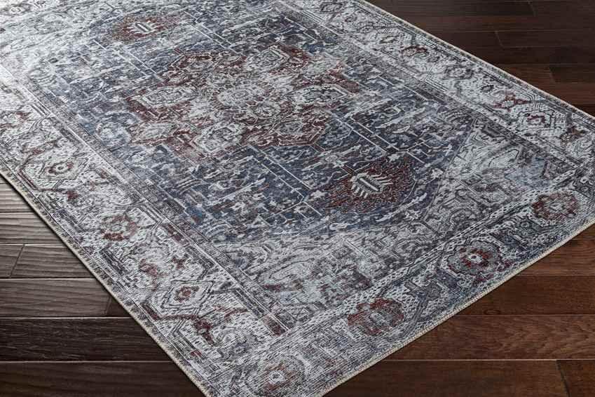 Wellsville Traditional Slate Washable Area Rug