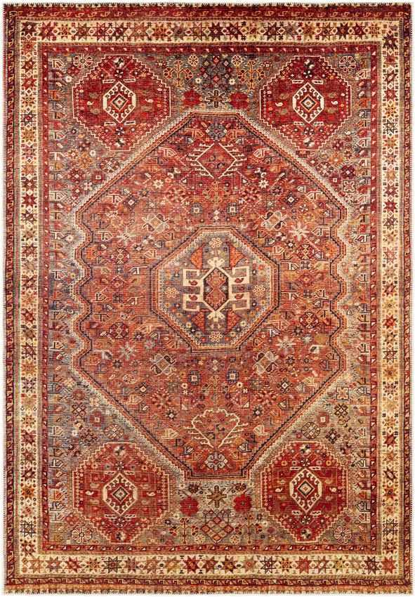 West Brooklyn Traditional Burnt Orange Washable Area Rug