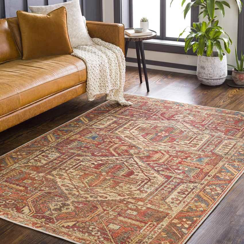 West Chicago Traditional Brick Washable Area Rug