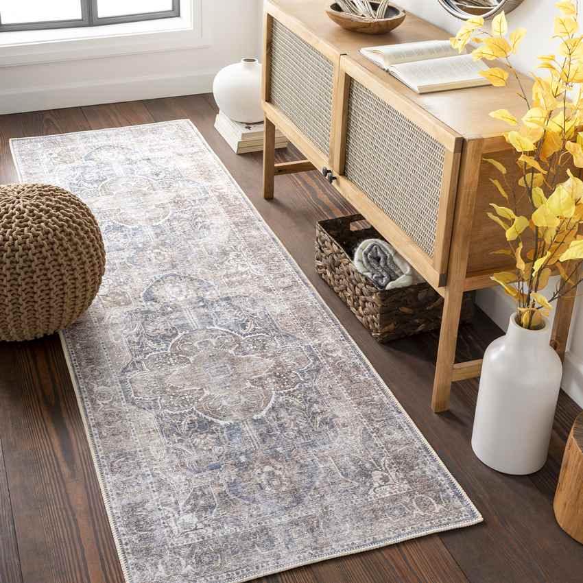 West Des Moines Traditional Tan Washable Area Rug