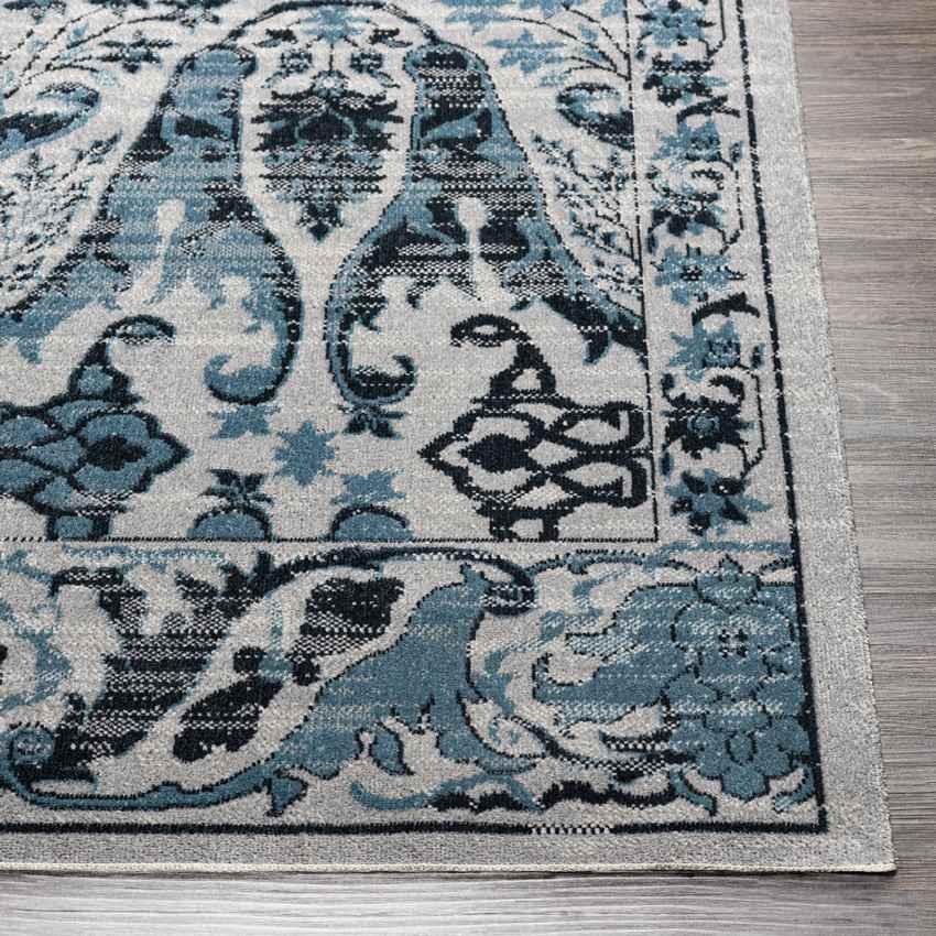 West Lebanon Traditional Navy Washable Area Rug