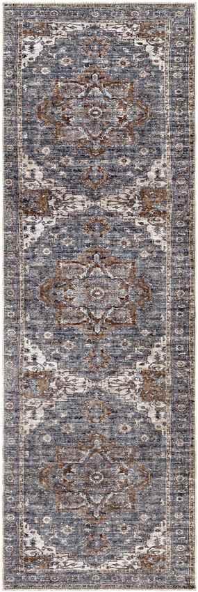 West Liberty Traditional Charcoal Washable Area Rug