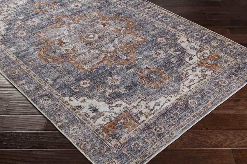 West Liberty Traditional Charcoal Washable Area Rug