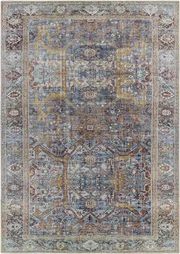 West Lucas Traditional Navy Washable Area Rug