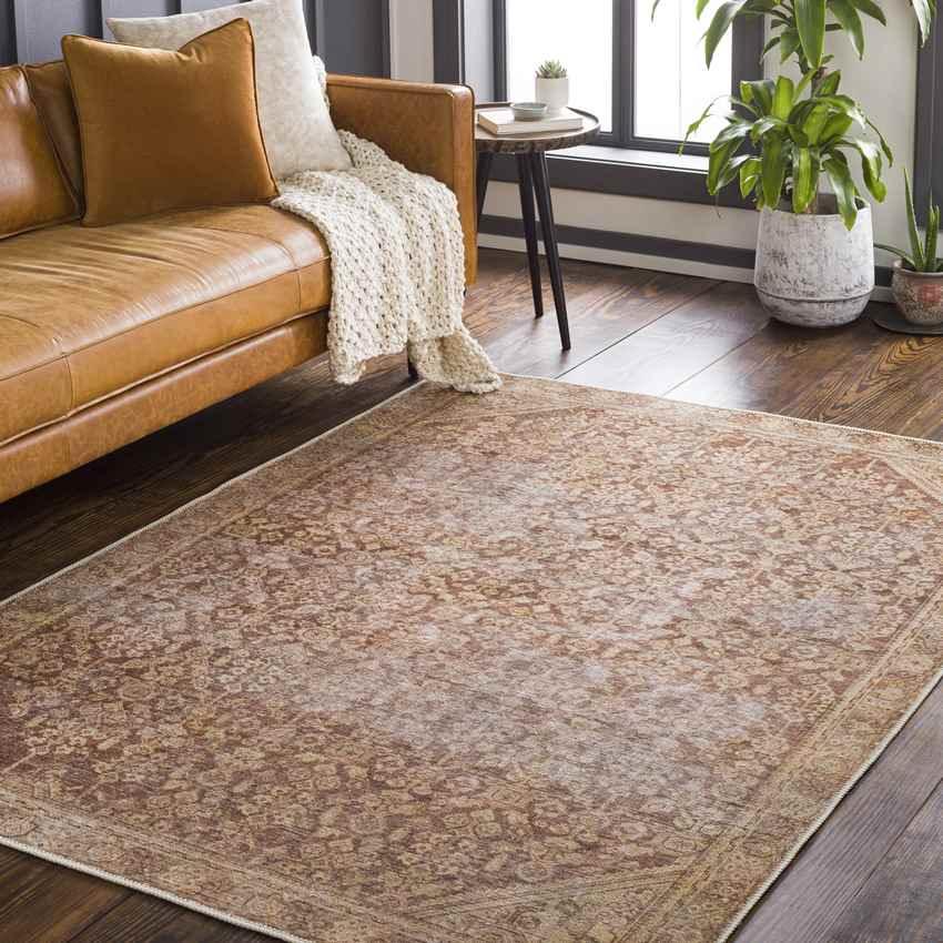 West Point Traditional Saffron Washable Area Rug