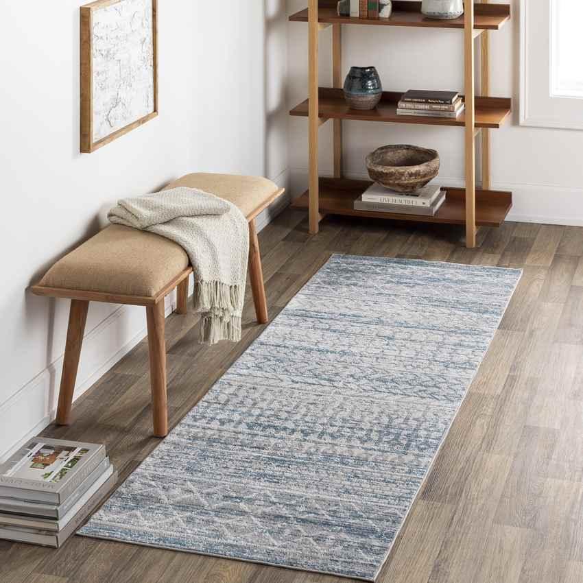 West Terre Haute Global Blue Washable Area Rug