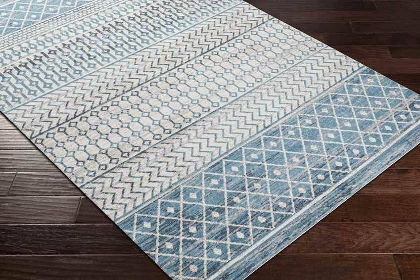 West Terre Haute Global Ice Blue Washable Area Rug