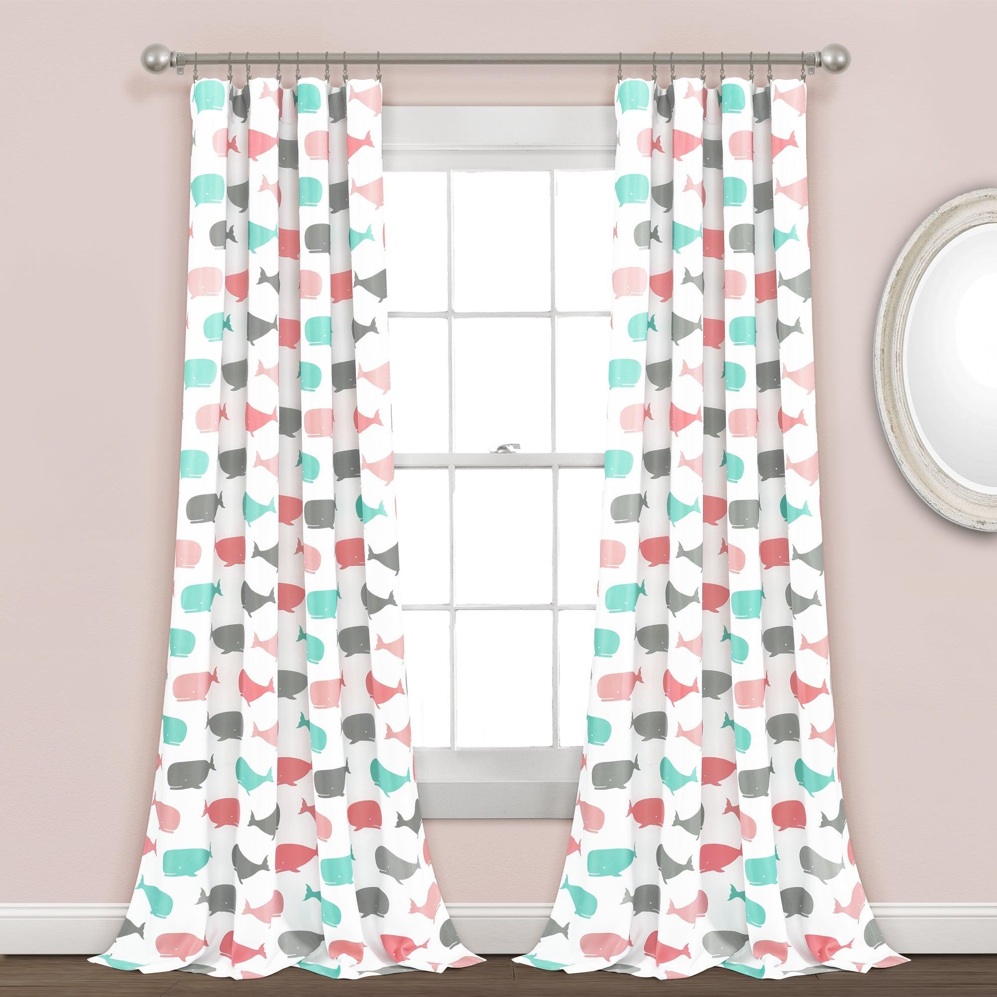 Whale Light Filtering Window Curtain Panel Set