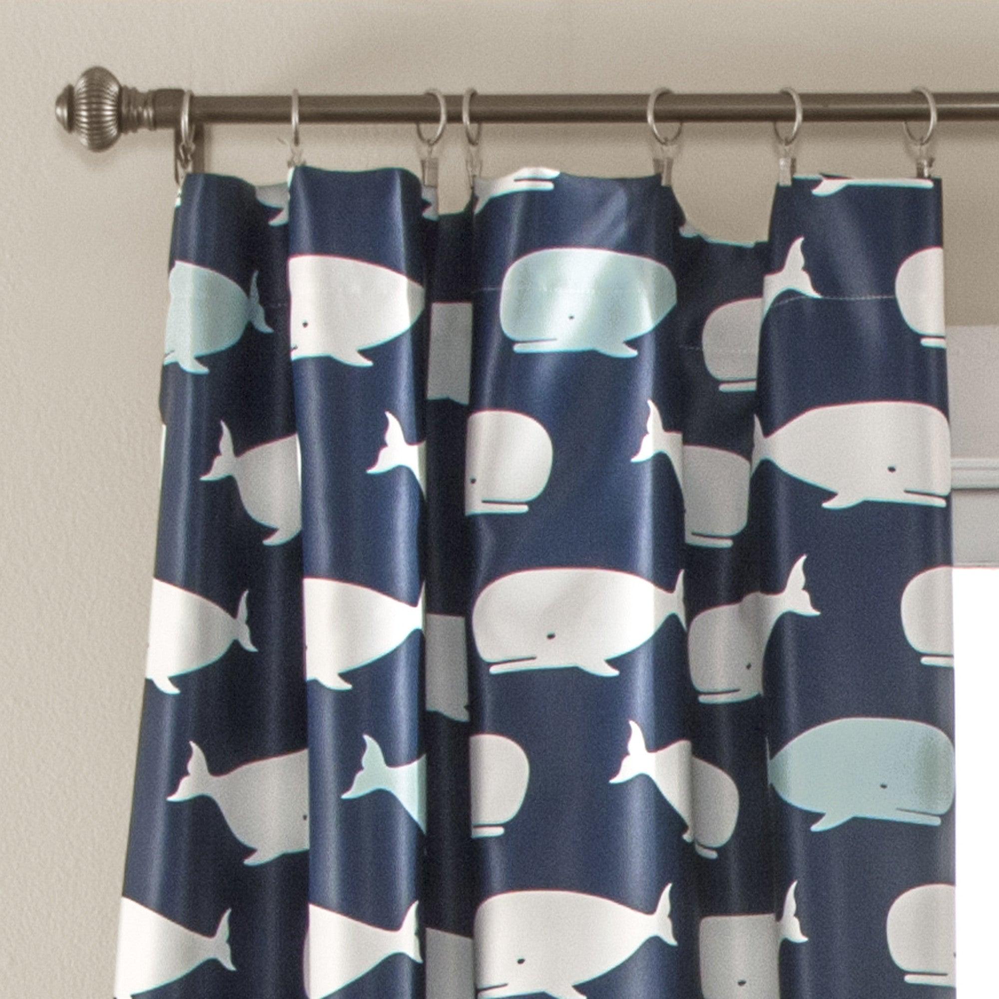 Whale Light Filtering Window Curtain Panel Set