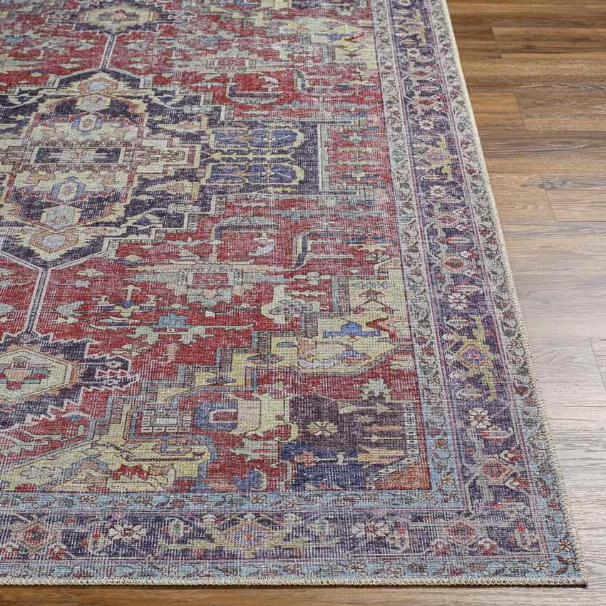 Wheatcroft Traditional Dark Red Washable Area Rug