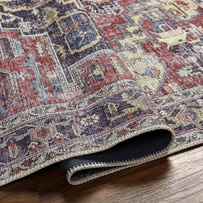 Wheatcroft Traditional Dark Red Washable Area Rug