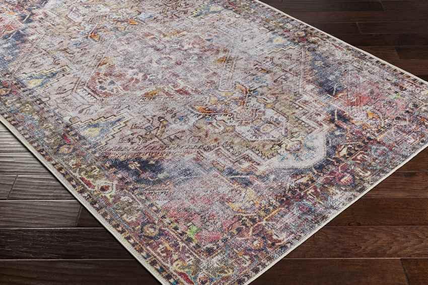 Whittemore Traditional Pink Washable Area Rug