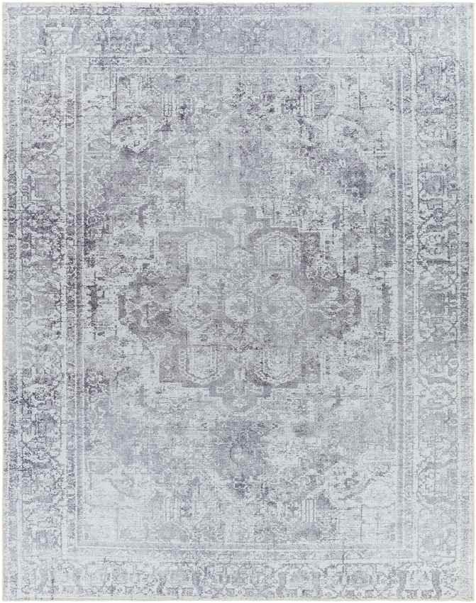 Whitten Traditional Light Gray Washable Area Rug