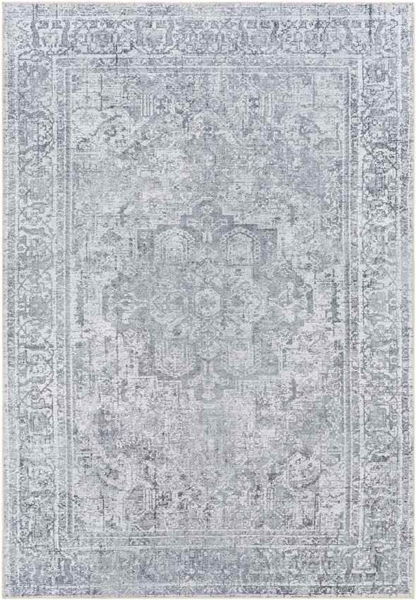 Whitten Traditional Light Gray Washable Area Rug