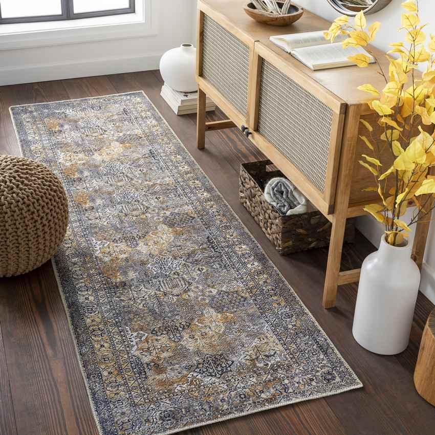 Willey Traditional Charcoal Washable Area Rug