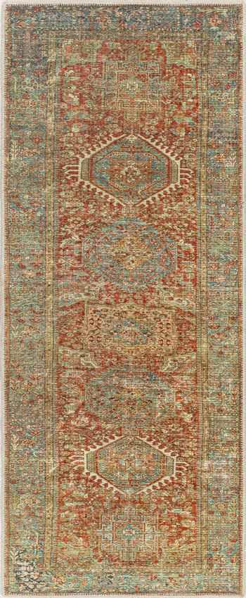 Xeros Traditional Rust Washable Area Rug