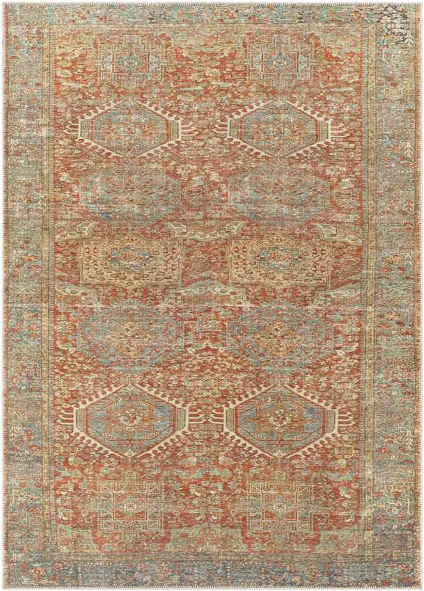 Xeros Traditional Rust Washable Area Rug