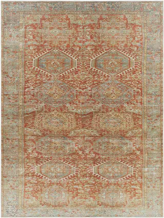 Xeros Traditional Rust Washable Area Rug