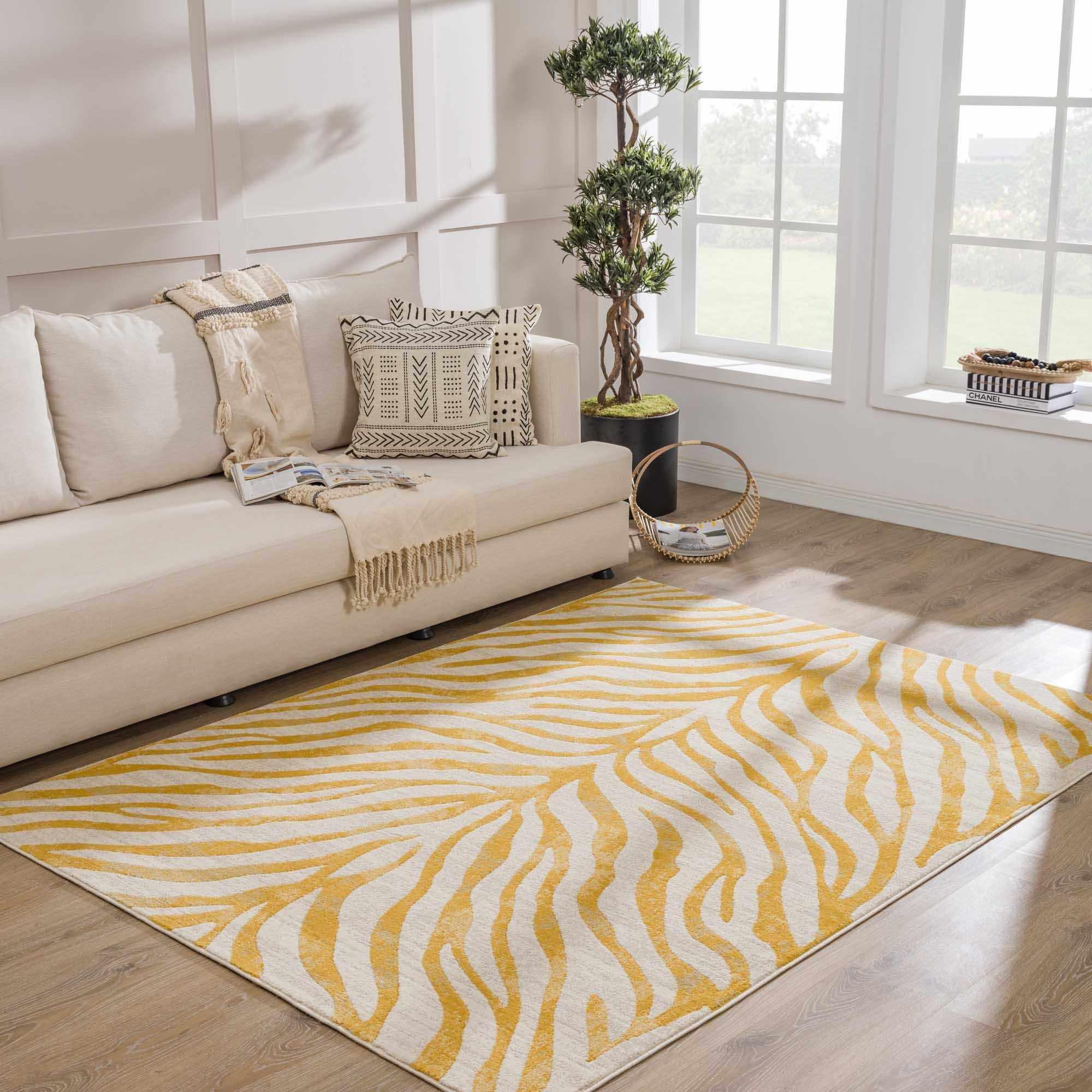 Yellow Terra Zebra Print Area Rug