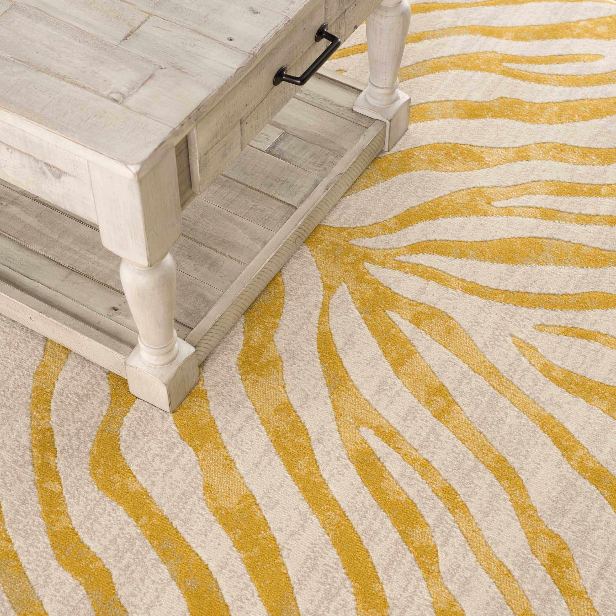 Yellow Terra Zebra Print Area Rug