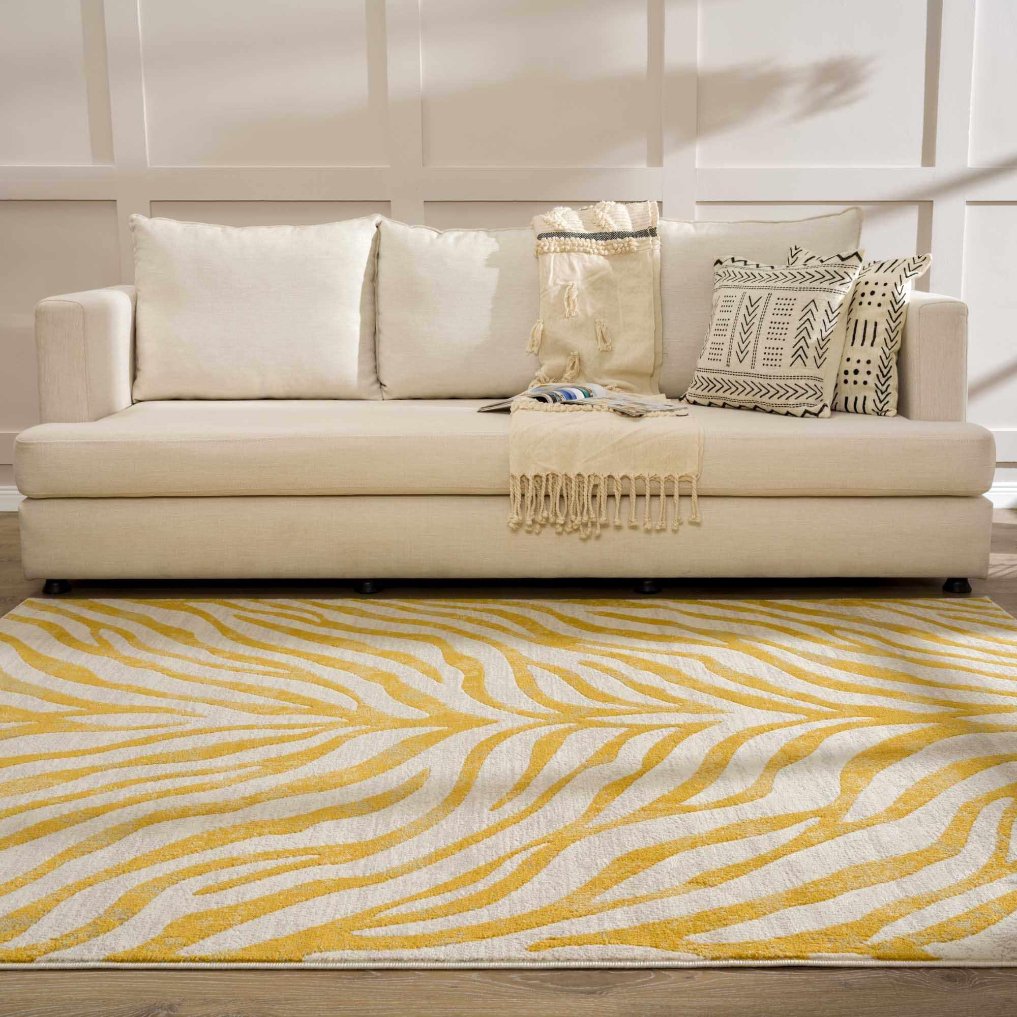 Yellow Terra Zebra Print Area Rug