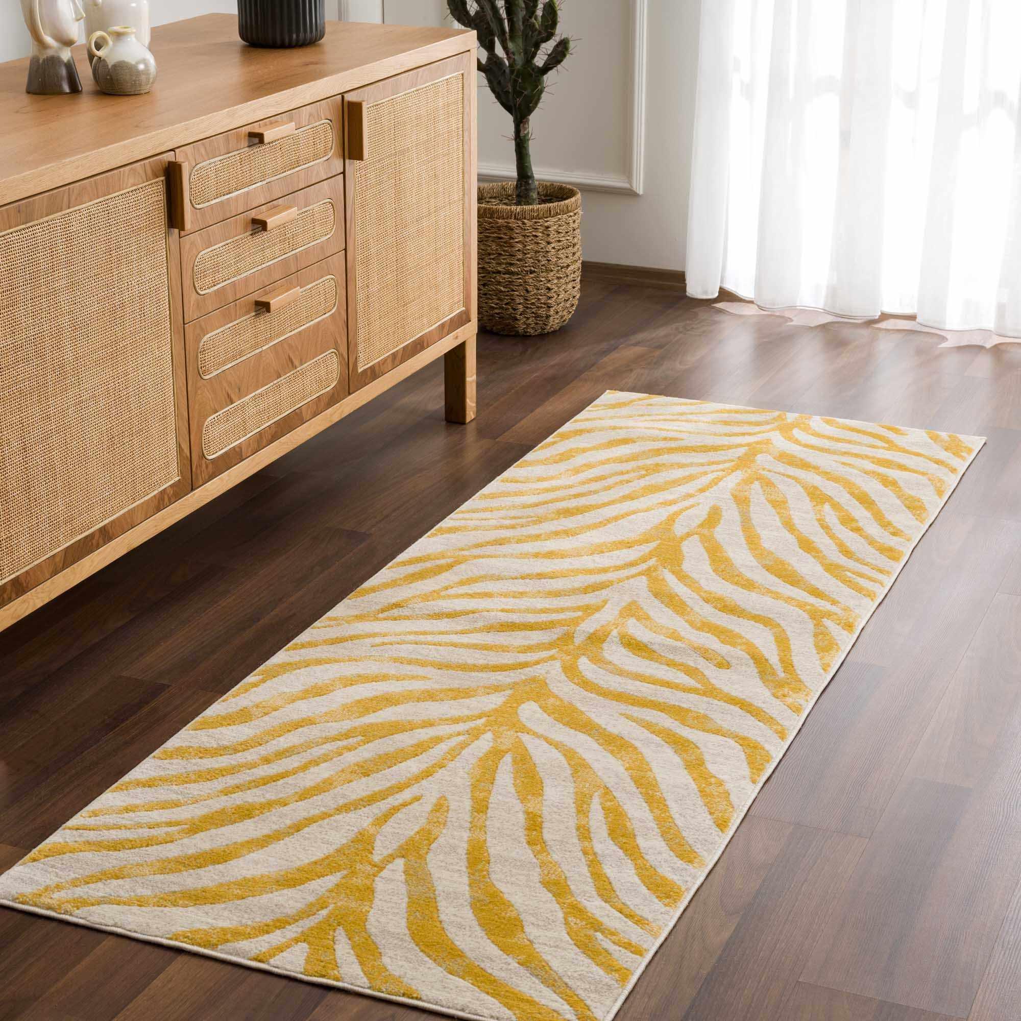 Yellow Terra Zebra Print Area Rug