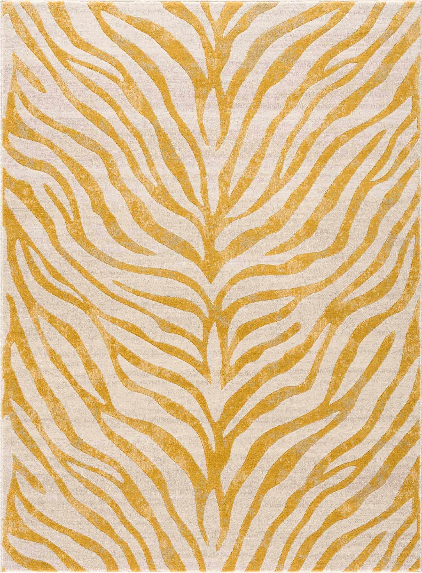 Yellow Terra Zebra Print Area Rug