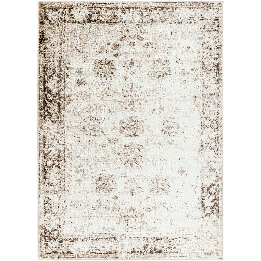 Yevette Traditional White/Dark Brown Area Rug