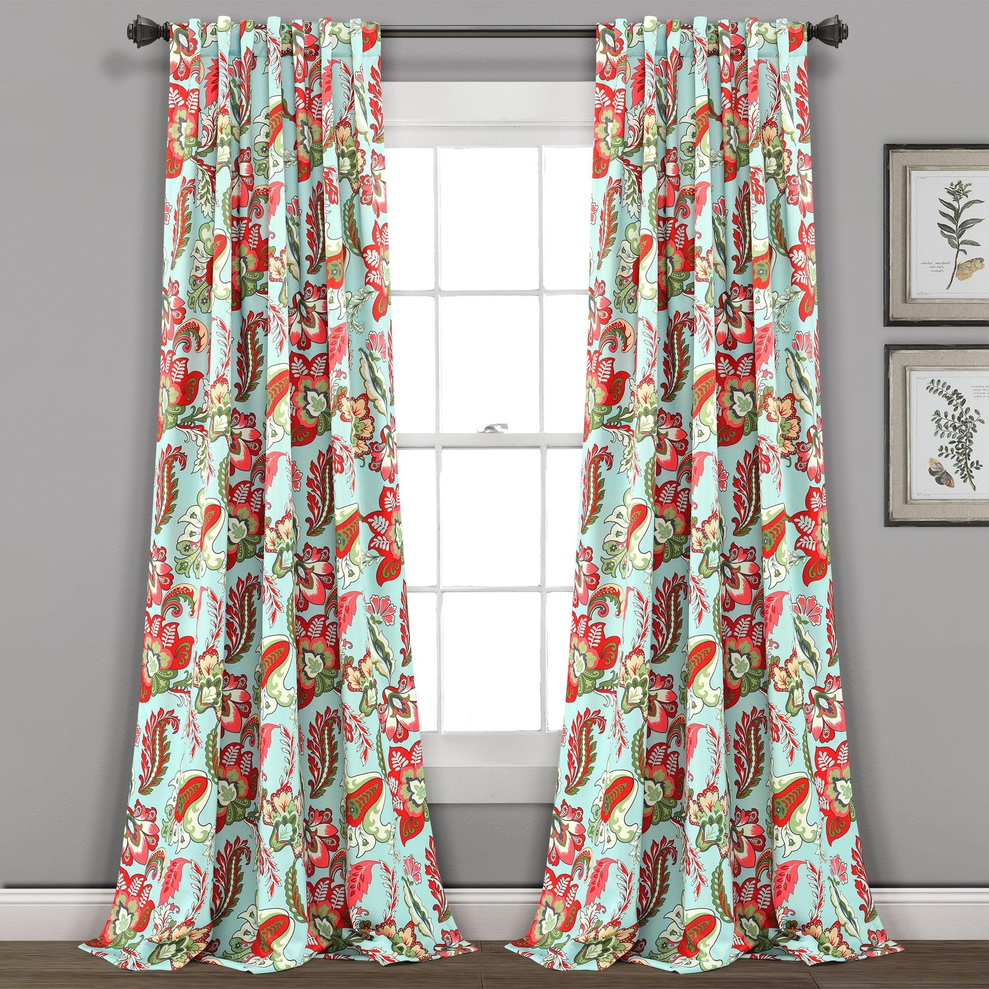 Zara Jacobean Light Filtering Window Curtain Panel Set